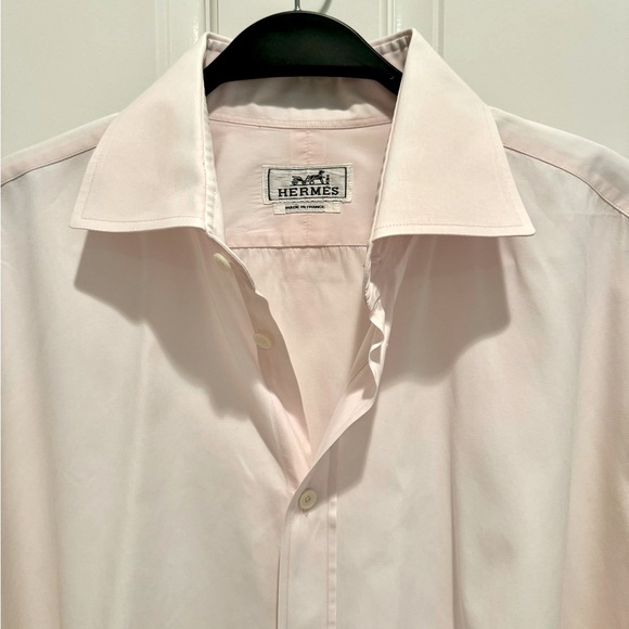 HERMES COTTON DRESS SHIRT, PINK, Size 42 / 16.5 - Picture 1 of 7